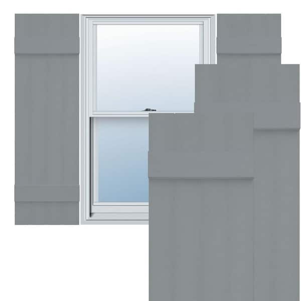 Ekena Millwork Lifetime 14 in. W x 47 in. H Vinyl Board and Batten Shutters Pair in Platinum
