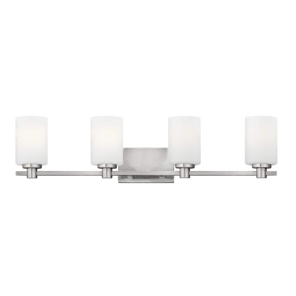 Brushed Nickel 4-Light Outdoor Dimmable Bath Vanity