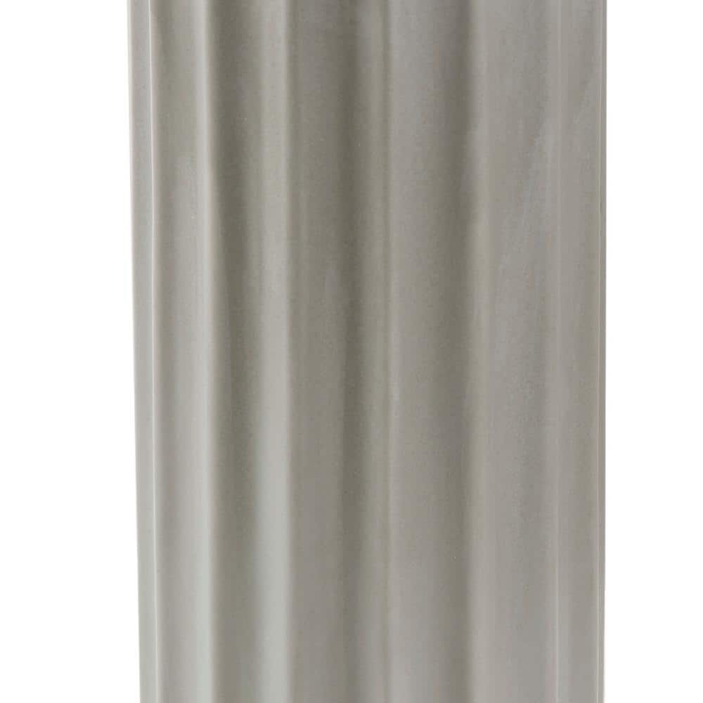 Gray Ribbed Ceramic Table Lamp with White Drum Shade