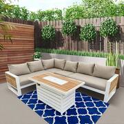 Denver 5-Piece Aluminum Outdoor Patio Fire Pit Deep Sectional Seating Set with Cast Ash Acrylic Cushions