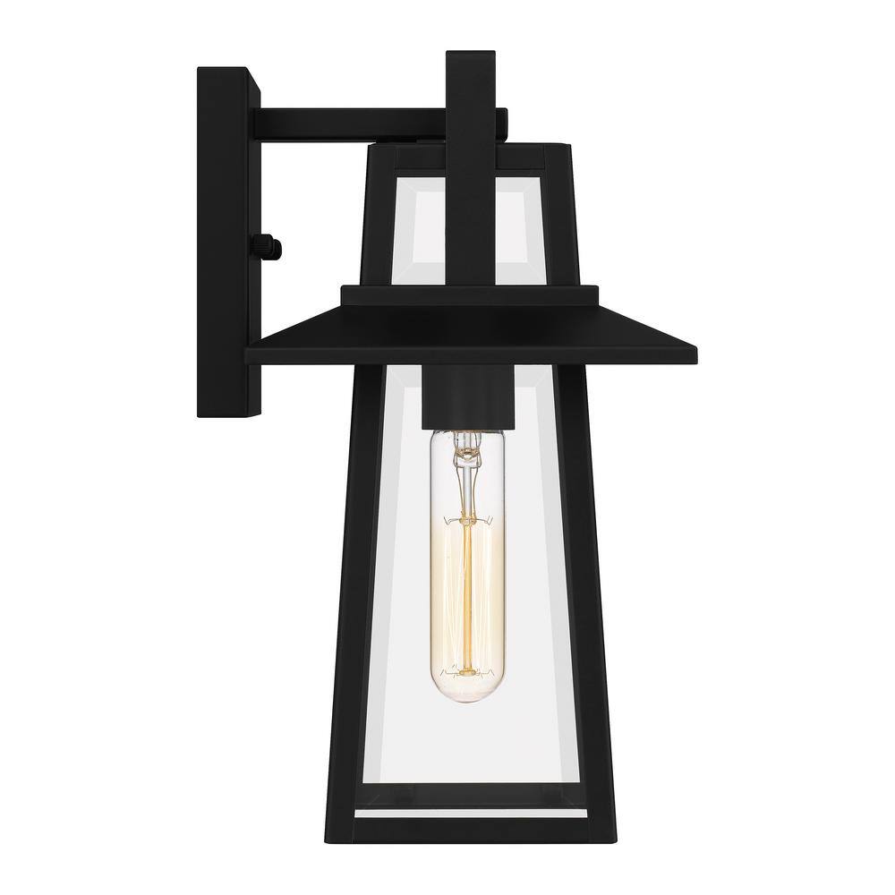 Devonport Matte Black Steel Outdoor Wall Lantern with Clear Glass