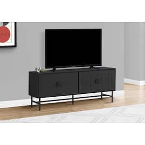 Black Tv Stand Fits TVs up to 65-75 in. With Cabinets, Shelves and Cable Management