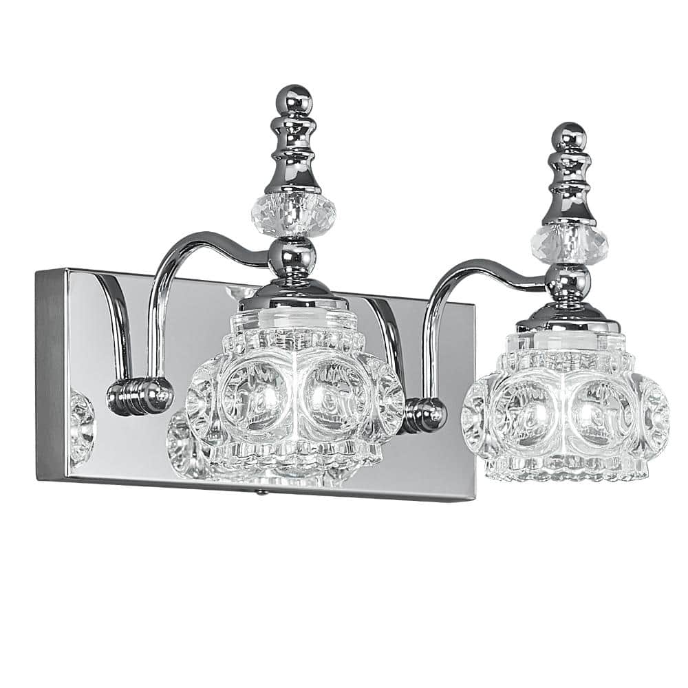 11.81 in. 2-Light Chrome Vanity Light Clear Glass For Bathroom Mirror Bedroom Hallway Farmhouse price history on PriceWatchPro