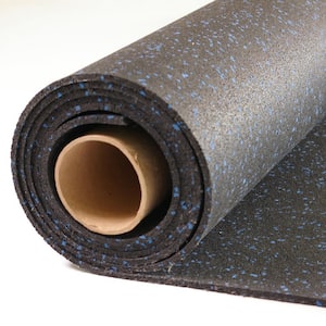 GMats Blue 10% Color Fleck 48 in. W x 120 in. L Rolled Rubber Gym Exercise Flooring Roll (40 sq. ft.)