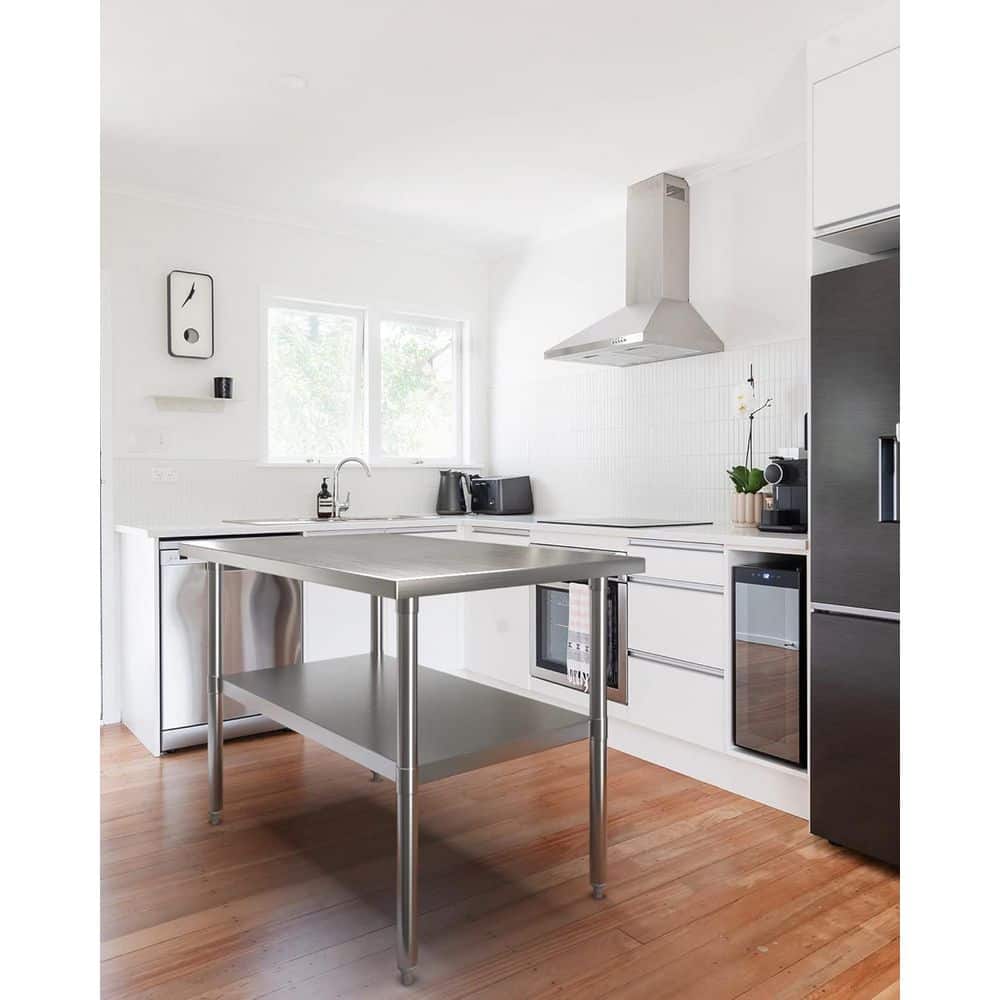 30 in. L x 18 in. W x 34 in. H Stainless Steel Work Table w/ Wheels-NSF Certified, Heavy-Duty Kitchen Prep Table, Silver price history on PriceWatchPro