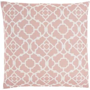 Waverly Blush Geometric 20 in. x 20 in. Indoor/Outdoor Throw Pillow
