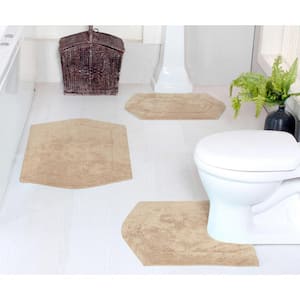 Waterford Collection 100% Cotton Tufted Bath Rug, 3-Pcs Set with Contour, Linen