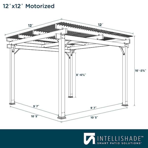 12 ft. x 12 ft. Black Aluminum Motorized Pergola
