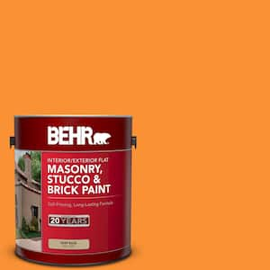 1 gal. #P240-7 Joyful Orange Flat Interior/Exterior Masonry, Stucco and Brick Paint