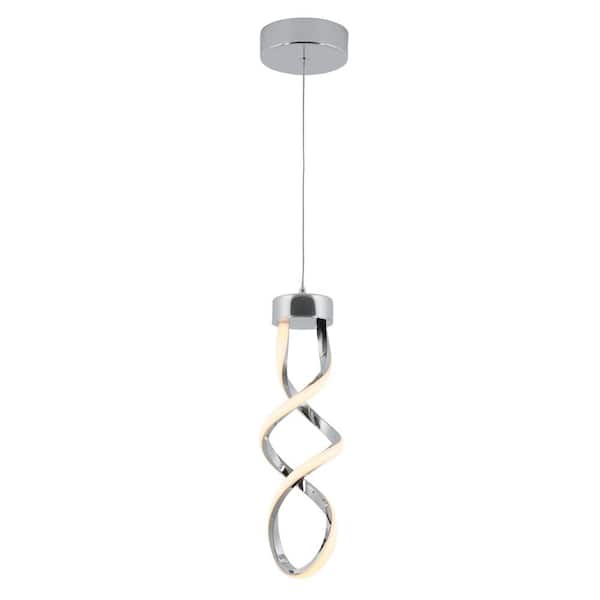 Swirl 13-Watt 1 Light Chrome Modern Integrated LED Mini Pendant Light Fixture for Kitchen Island