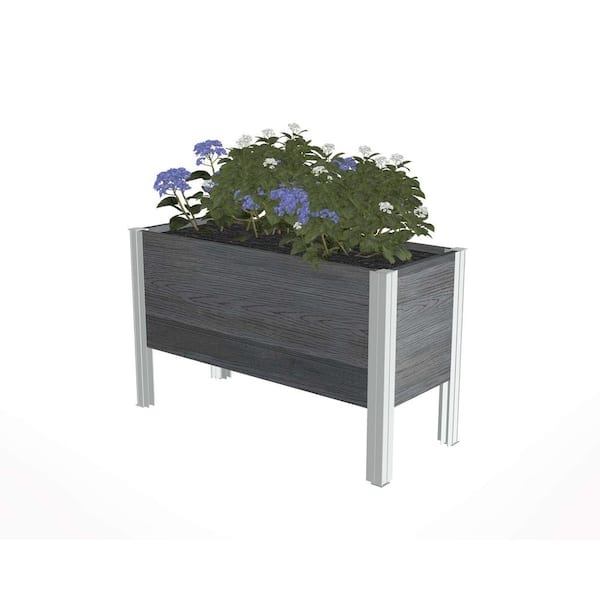 VITA Urbana 38 in. x 16 in. x 23 in. Slate Gray Greens, Vinyl, Elevated Garden