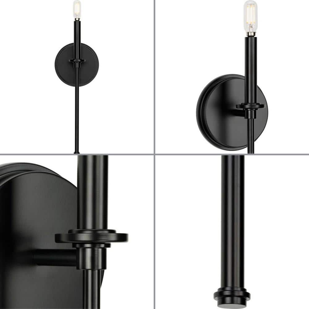 Elara Matte Black and Clear Glass Wall Sconce, 16.62"