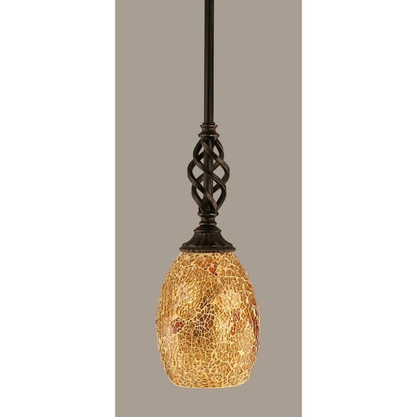 Unbranded Bridgewater 100 W 1-Light Dark Granite Standard Mini Pendant Light with Glass Shade