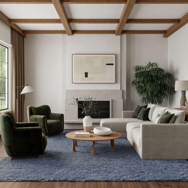 Dreamy Shag Light Blue 8 ft. x 10 ft. All-over design Contemporary Area Rug