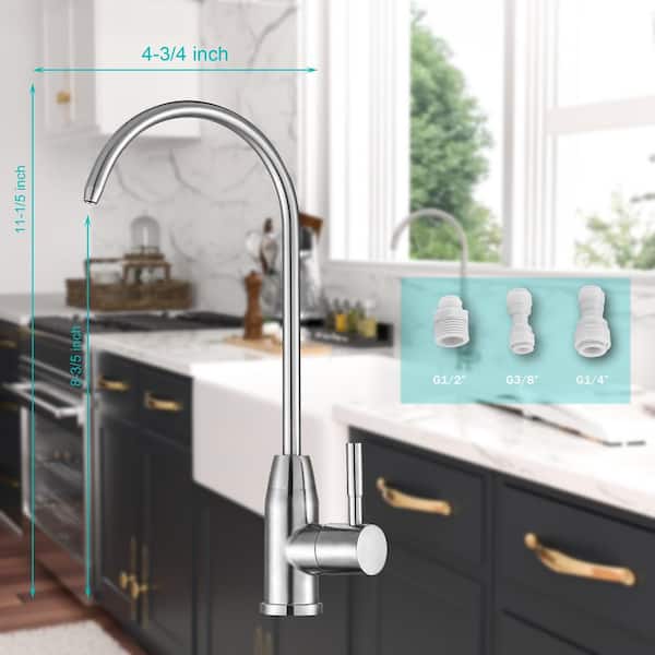 Single Handle Deck Mount Standard Kitchen Faucet Stainless Steel in Brushed Nickel