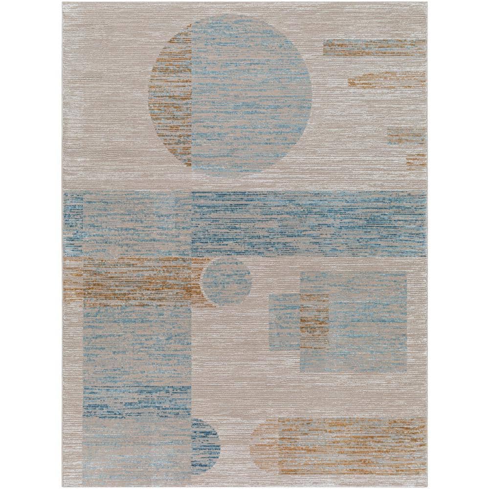 Livabliss Allegro Light Beige/Blue Geometric 8 ft. x 10 ft. Indoor Area ...