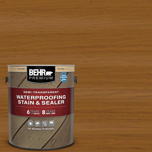 BEHR PREMIUM 1 gal. #ST-134 Curry Semi-Transparent Waterproofing Exterior Wood Stain and Sealer