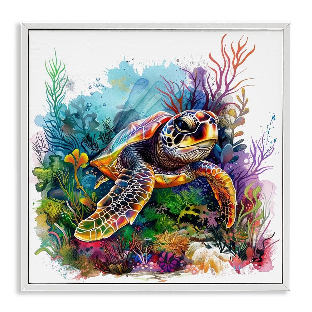★Original ART ‘Turtle’ Stupell Industries Coral and Sea Life Turtle by LSR Design Studio