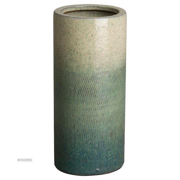 Emissary 20 in. H Round Ceramic Umbrella Stand in Bayside Green