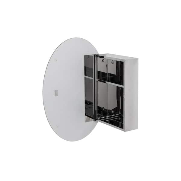 Croydex 18-in x 26-in Surface Mount Polished Stainless Steel Mirrored Oval Medicine Cabinet