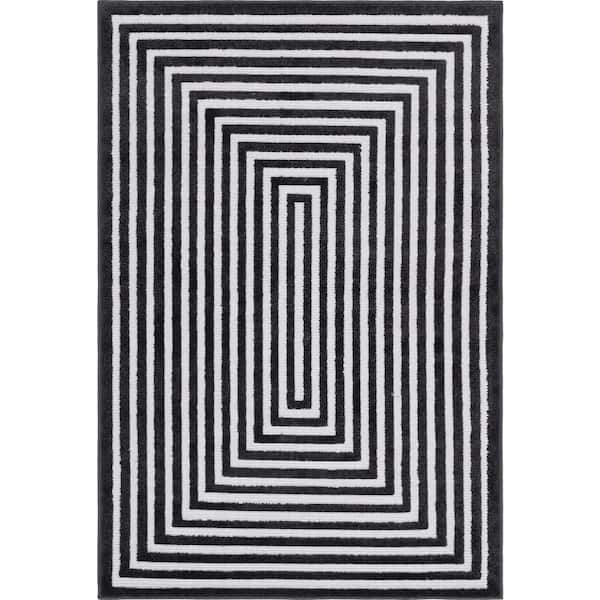 Unique Loom Sabrina Soto Black 4 ft. x 6 ft. Prescott Indoor/Outdoor Area Rug