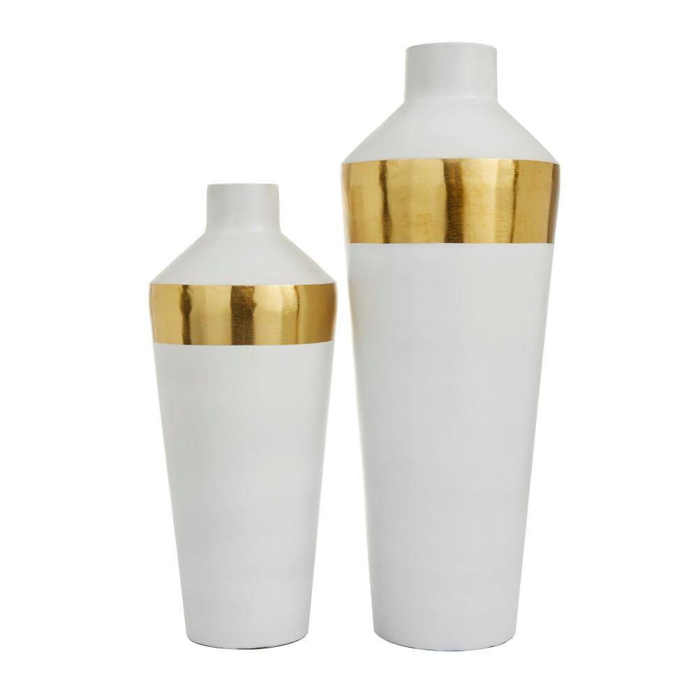Contemporary Light Metal Bouquet Vase Duo - Round 20" Set