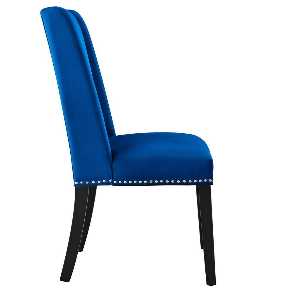 Elegant Navy Velvet Upholstered Side Chair with Wood Frame