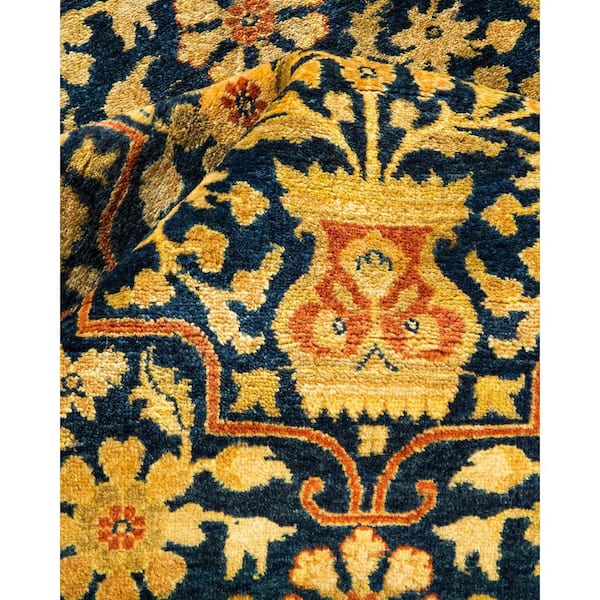 Mogul Blue 9 ft. x 12 ft. Oriental Wool Indoor Area Rug
