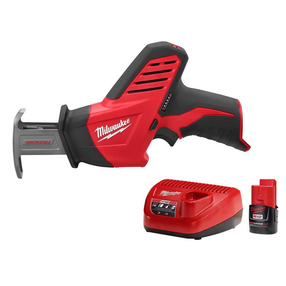 Milwaukee M12 12V Lithium-Ion HACKZALL Cordless Reciprocating Saw W/M12  Compact Battery Pack 2.0Ah  Charger 2420-20-48-59-2420 The Home Depot