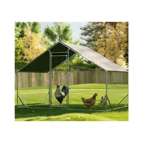 coops Sturdy and Spacious 10 ft. L x 6.6 ft. W Metal Chicken Coop with
