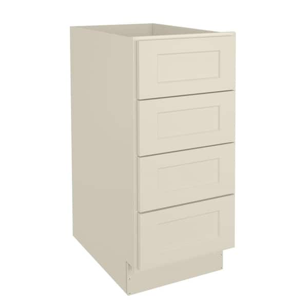 HOMEIBRO 15 in. W x 24 in. D x 34.5 in. H in Antique White Plywood Ready to Assemble Drawer Base Kitchen Cabinet with 4-Drawers