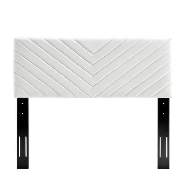 MODWAY Alyson Angular Channel Tufted Performance Velvet Twin Headboard in White