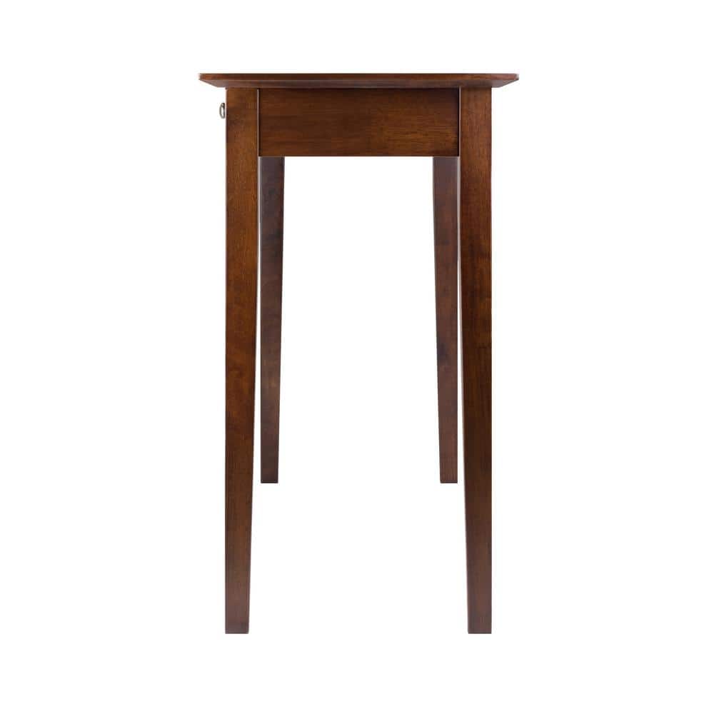 Transitional Antique Walnut Rectangular Console Table with Storage