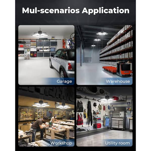 1 ft. 200-Watt White Finish Integrated LED Shop Light Linkable Plug-In Fixture with Pull Chain for Garage and Workshop