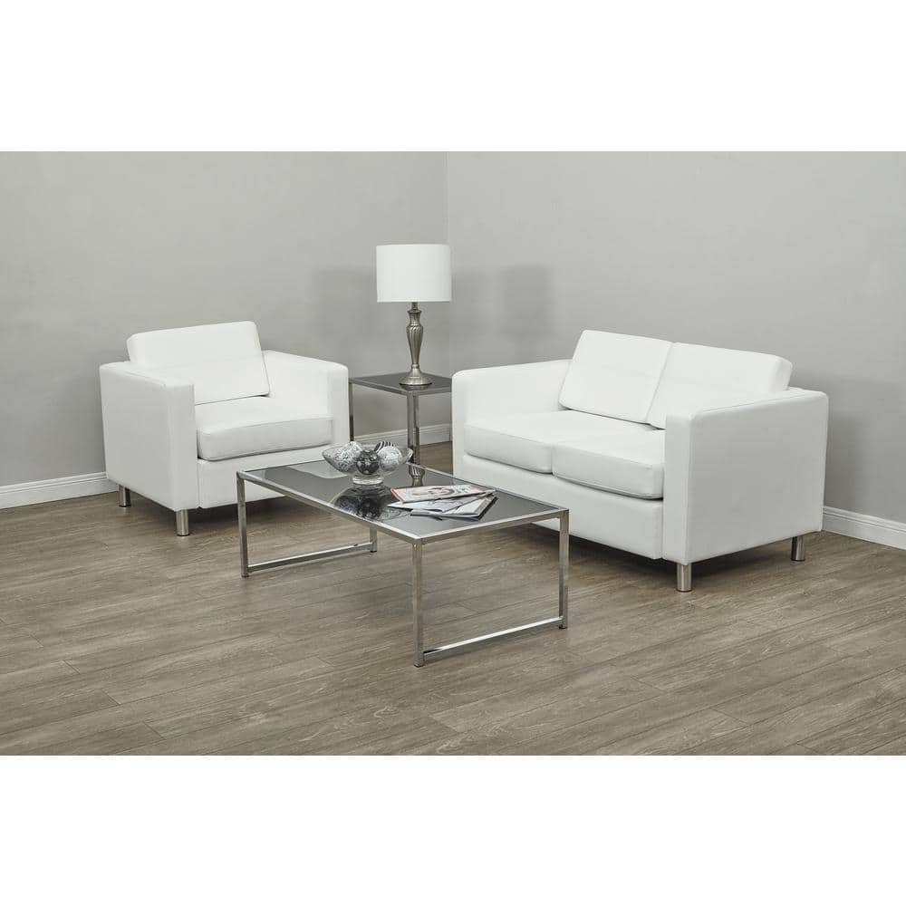 Snow Barrel Modern Accent Chair in Faux Leather with Metal Legs