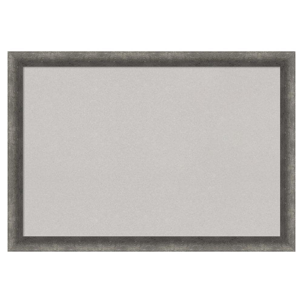 Amanti Art Burnished Concrete Narrow Wood Framed Grey Corkboard 26 in. x 18 in. Bulletin Board