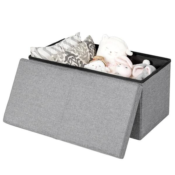 値下げ我谷風盆　約31.5cm×約21cm×約3.5cm Costway Grey 30 in. Folding Storage Ottoman with Lift Top