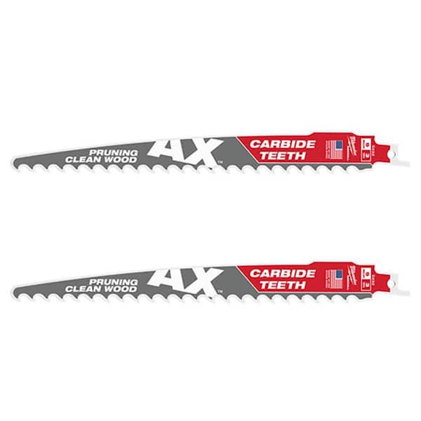 Milwaukee 9 in. 3 TPI Pruning Carbide Teeth Wood Cutting SAWZALL Reciprocating Saw Blade (2-Pack)