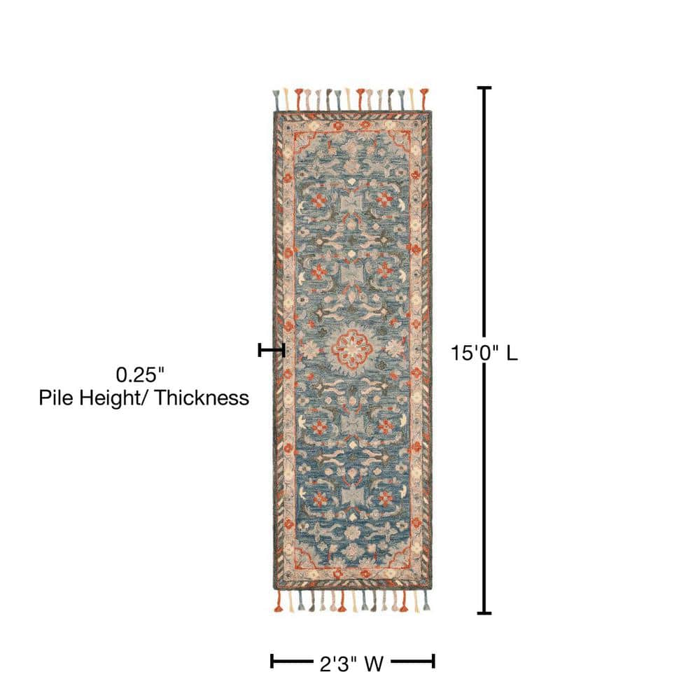 Aspen Blue Wool Hand-Tufted Runner Rug