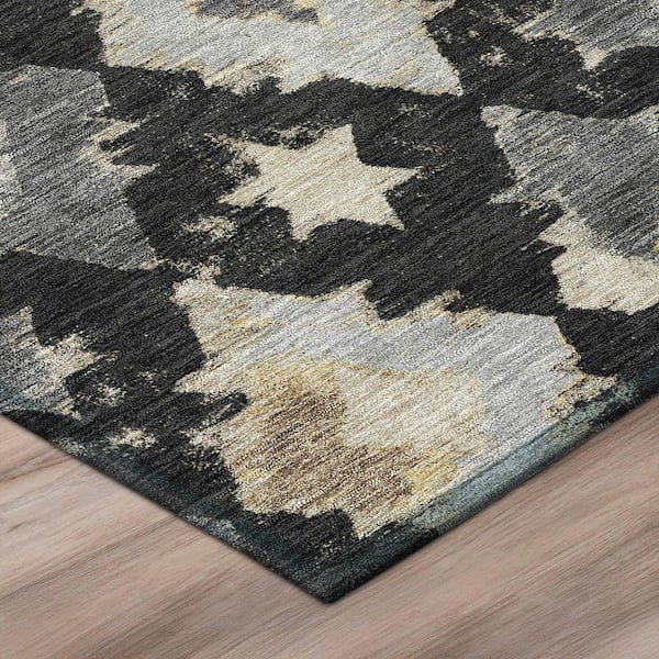 Chantille Machine Washable Indoor/Outdoor Abstract ACN3062 Black 9 ft. x 12 ft. Area Rug