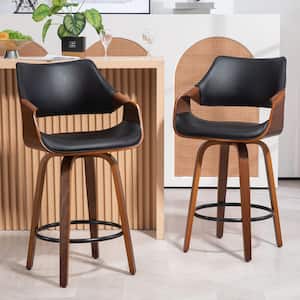 Beasley 26in. Black Wood Counter Stool with Faux Leather Seat 1 (Set of Included)