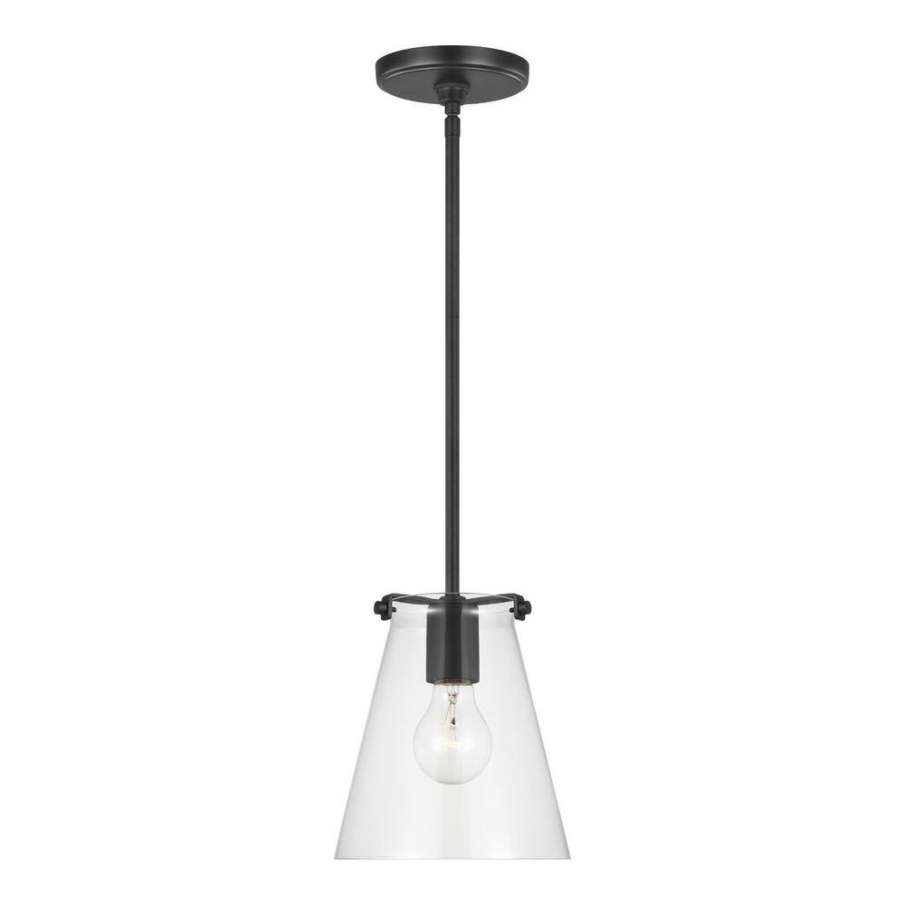 Generation Lighting Blaine 1Light Matte Black Hanging Pendant with a