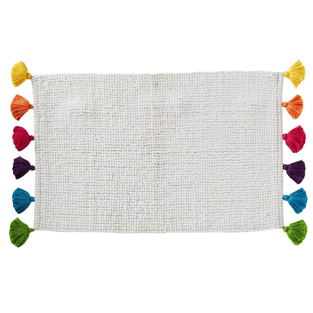 White 20 in. x 30 in. Polyester/Cotton Rhapsody Bath Rug