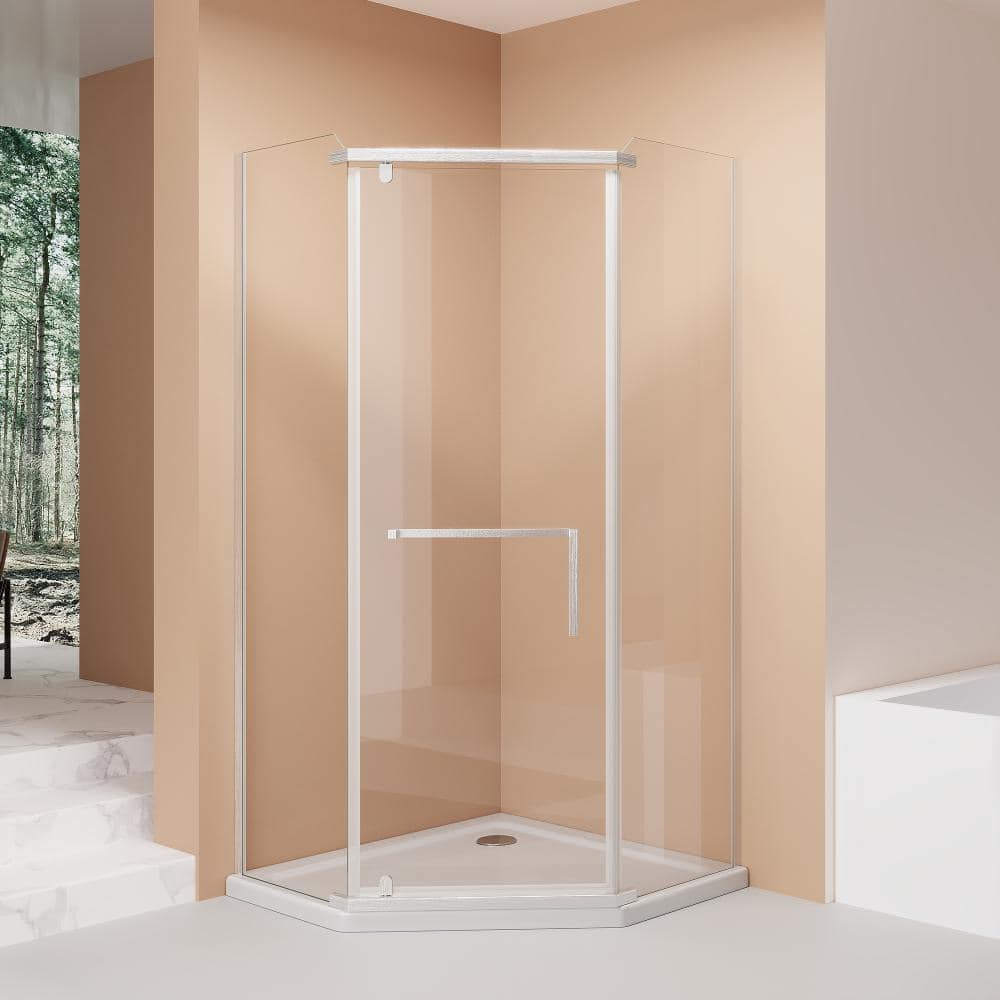 36 in.Wx72 in.H Brushed Nickel Frameless Neo-Angle Pivot Shower Door,6MM SGCC Tempered Glass,No Shower Base price history on PriceWatchPro