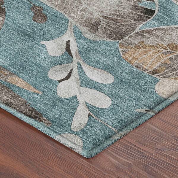 Mayfield Premium Machine Washable Abstract AMF2260 Teal 5 ft. x 7 ft. 6 in. Area Rug