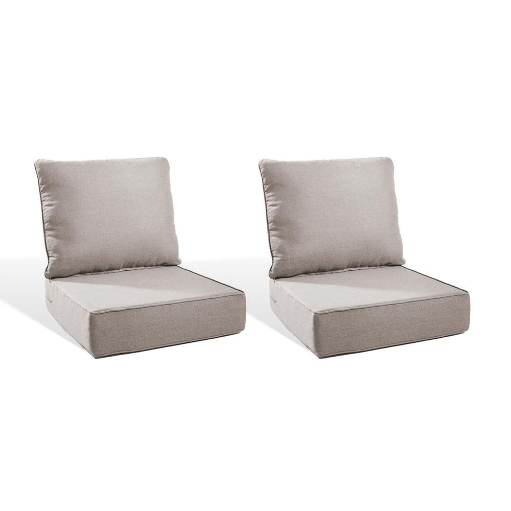 PlushCore 22 in. x 24 in. x 6 in. 4-Piece Deep Seating Outdoor Lounge Chair Thick Cushion Set in Beige (2-Set) price history on PriceWatchPro