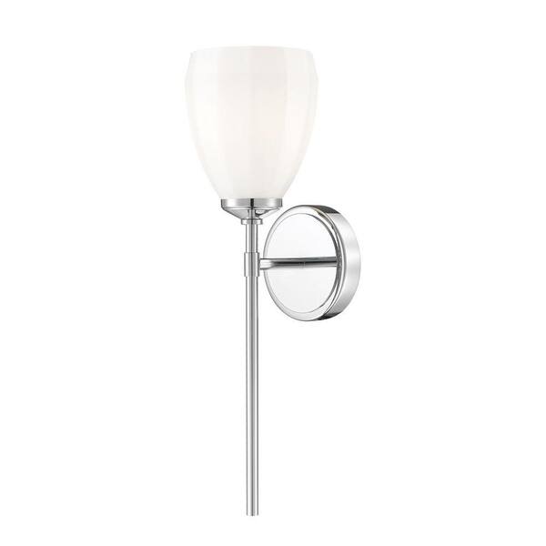 Oren 1 Light Chrome Wall Sconce with Matte Opal Glass Shade 7004-1S-CH ...