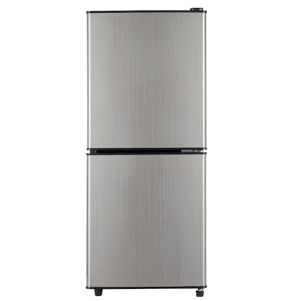 Aoibox Dual Zone 17.52 in W. 3.6 Cu. Ft Refrigerator in Brushed Gray Silver with LED Lighting, Adjustable Shelves