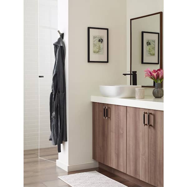 Acclivity 3-11/16 in. L Matte Black/Satin Nickel Single Prong Wall Hook
