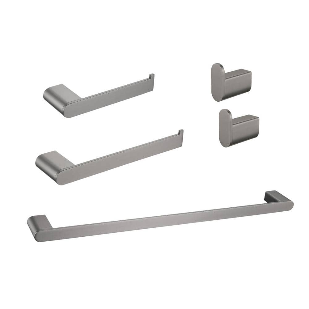 5 Pcs 25 in. Stainless Steel Wall Mounted Bath Hardware Set with Towel bar,
